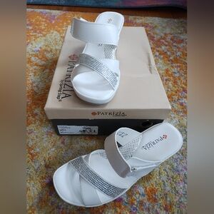 Spring Step Patrizia White Embellished Sandals 37 NWB